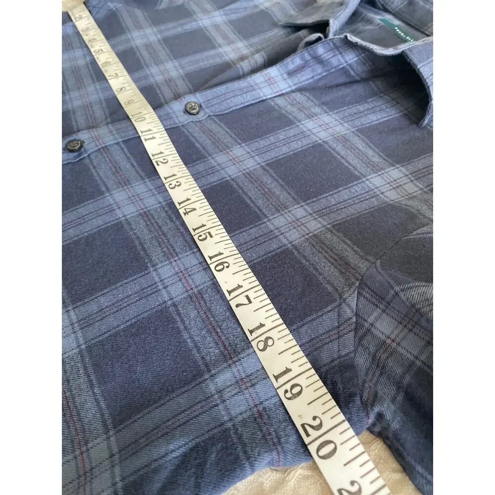 Perry Ellis Mens Blue Plaid Lightweight‎ Flannel Button Up Sz S